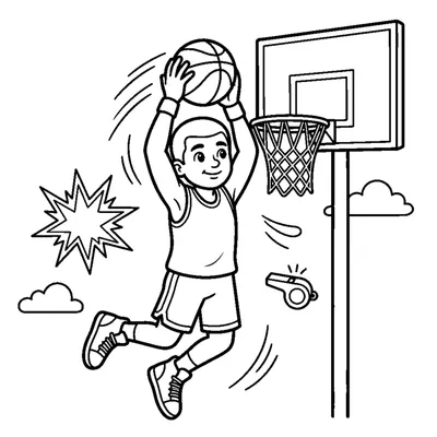 A generic player jumping up to dunk a basketball into the hoop