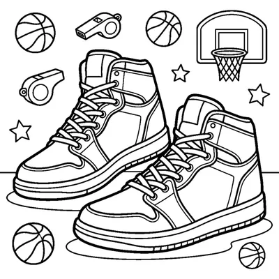 A pair of high-top basketball sneakers with laces and thick soles