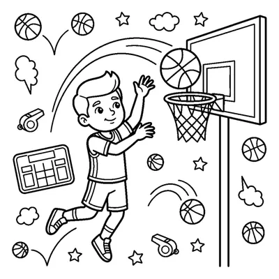 A generic player shooting a basketball in a graceful arc toward the hoop