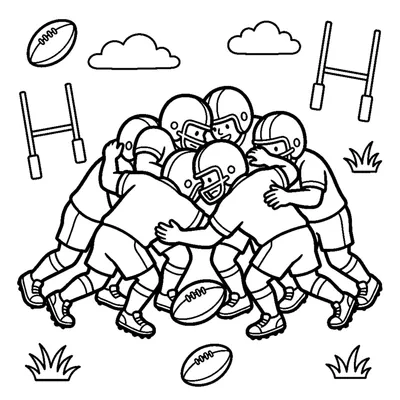 Two teams packed together in a friendly scrum pushing over the ball