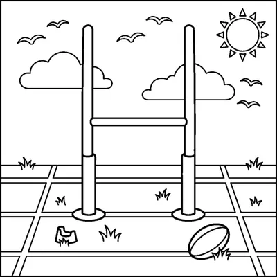 Tall H-shaped rugby goal posts standing on an empty field