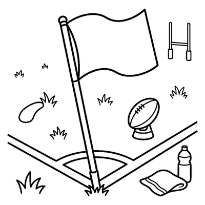 A goal-line flag waving next to the corner of the field
