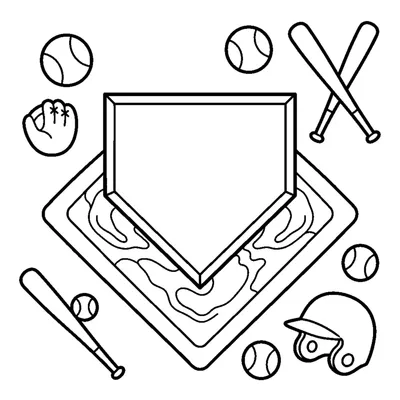 A home plate seen from above with simple dirt lines