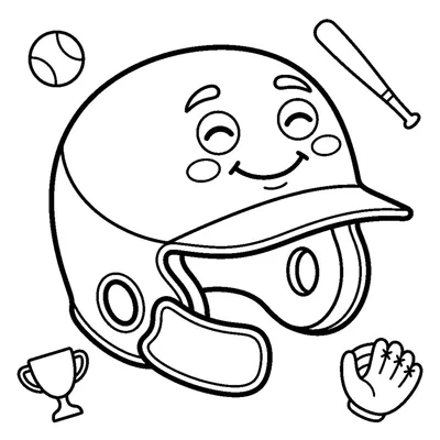 A batting helmet with a happy face design