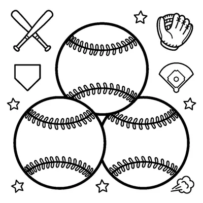 A stack of three baseballs piled together