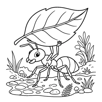 A tiny worker ant carrying a leaf above its head