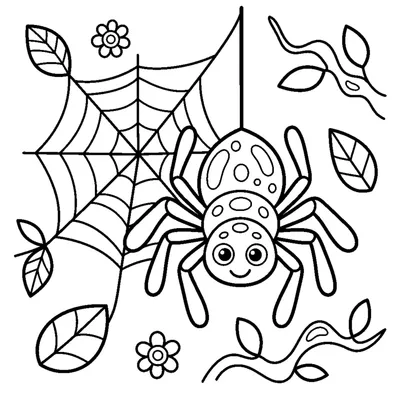 A friendly spider hanging from a single thread beside its web