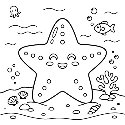 A chubby starfish resting on the sandy sea floor
