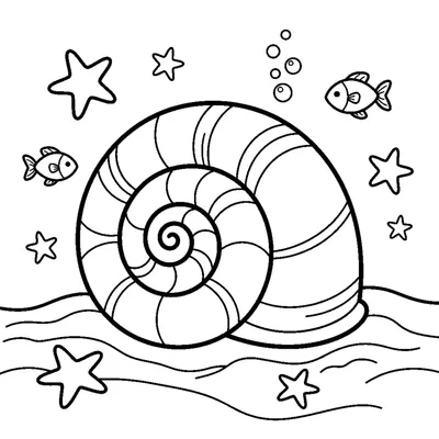 A big spiral seashell sitting on rippled sand