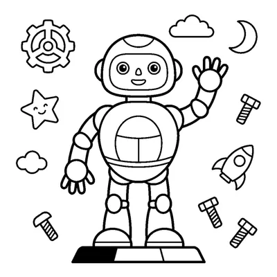 A friendly humanoid robot standing and waving one hand hello
