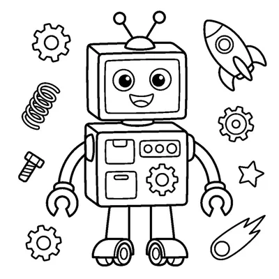 A boxy square-bodied robot with a big smiling screen face