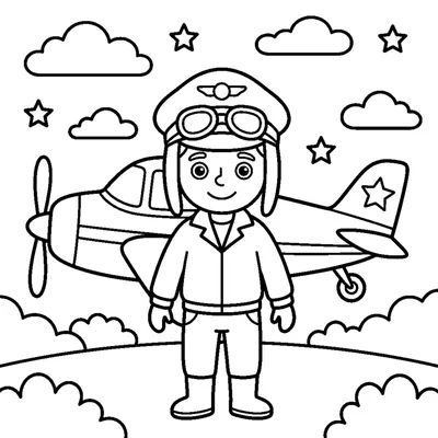 A pilot in a cap standing in front of a simple propeller plane
