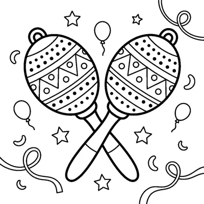 A pair of maracas crossed with dotted patterns