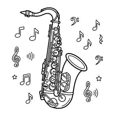 A curvy saxophone with a bell at the bottom