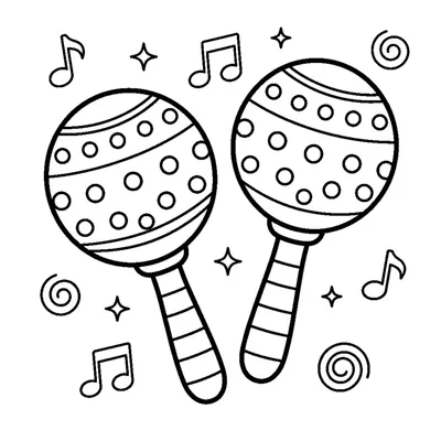 A pair of maracas with dotted decorations