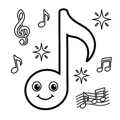 A single big musical note with a smiling face