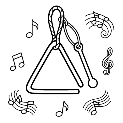 A triangle instrument hanging with a small striking rod