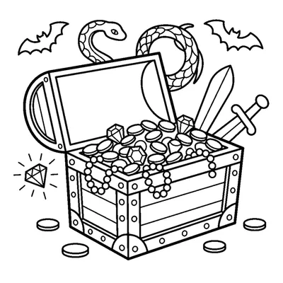 An open treasure chest overflowing with coins and gems