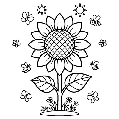 A single tall sunflower with a big round center and broad petals, its stem growing up from the ground