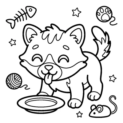 A kitten lapping milk from a small saucer bowl