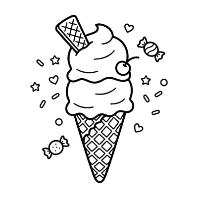 A double-scoop ice cream cone with a small wafer stuck in the top