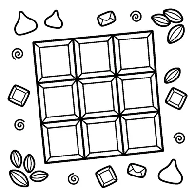 A chocolate bar broken into neat square pieces