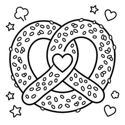 A pretzel twist coated in sugar with a small heart shape in the middle