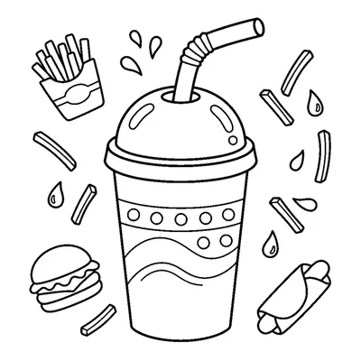 A tall paper soda cup with a domed lid and a curvy bendy straw
