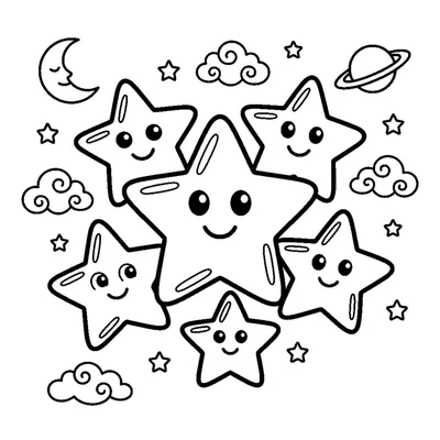 A cluster of five twinkling stars of different sizes grouped together