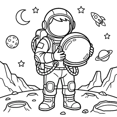 An astronaut holding a round fishbowl-style helmet in both hands