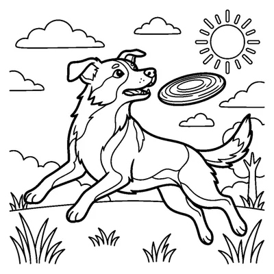 A dog leaping to catch a flying frisbee