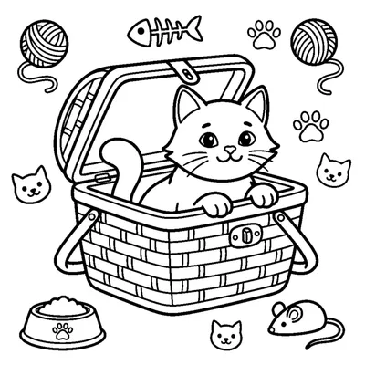 A cat sitting inside a small pet carrier basket