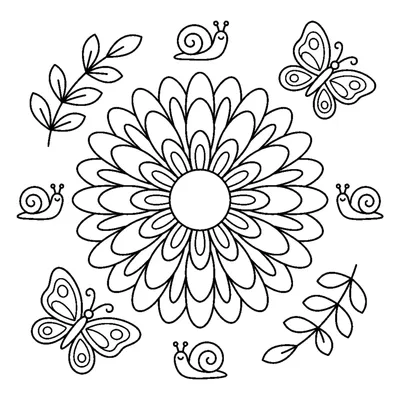 Blooming Daisy Mandala with a Leaf Crown