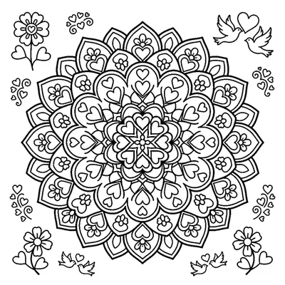 Heart Petal Flower Mandala, Rings of Love