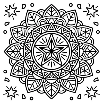 Shining Mandala with a Five-Pointed Star