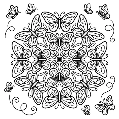 Round Mandala Surrounded by Butterfly Wings