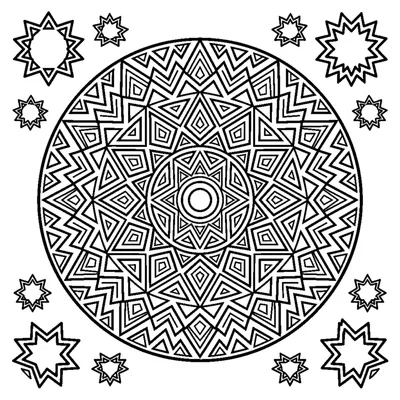 Geometric Mandala with Zigzags and Triangles