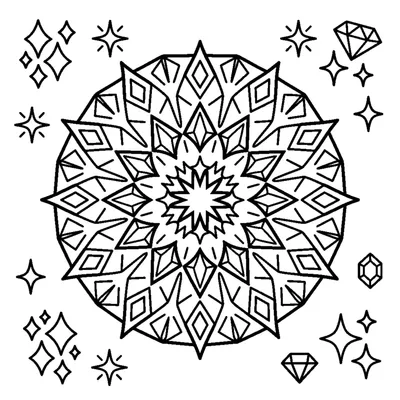 Sparkling Gemstone Mandala with Diamond Shapes