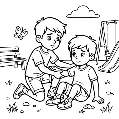 A Friend Helping Another Up After a Fall