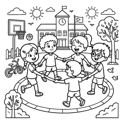 Kids Holding Hands and Playing in a Circle