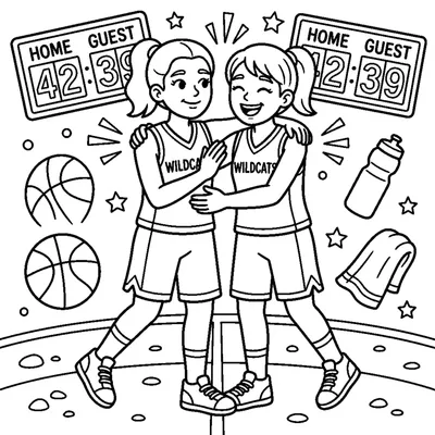 Teammates Cheering and Hugging at a Basketball Game
