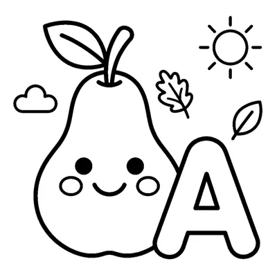 Letter A and a cute Pear