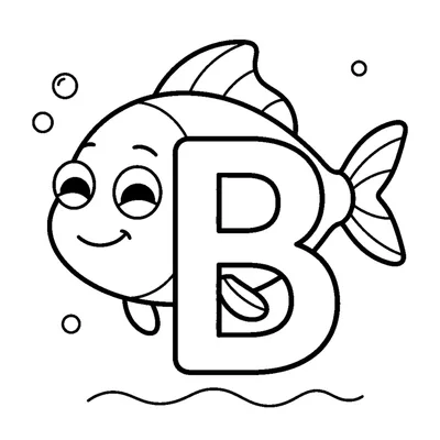 Letter B and a happy Fish