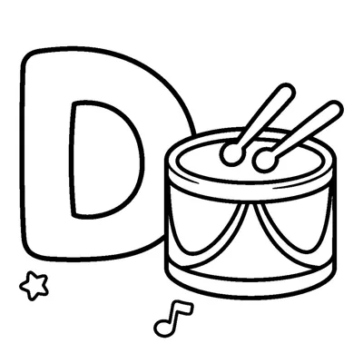 Letter D and a cute Drum