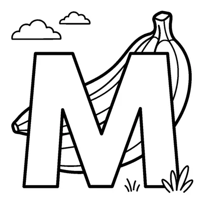 Letter M and a yellow Banana