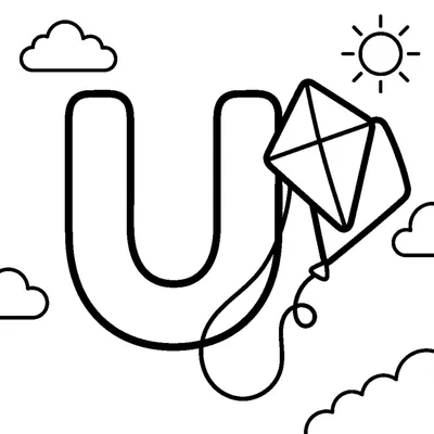 Letter U and a flying Kite