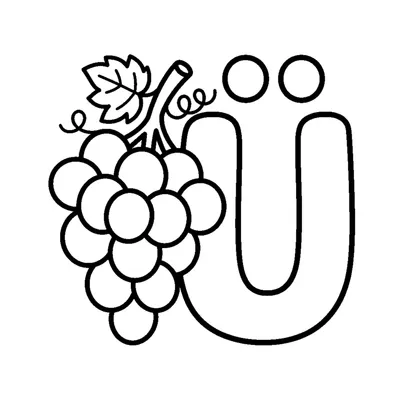 Letter Ü and a purple Grape