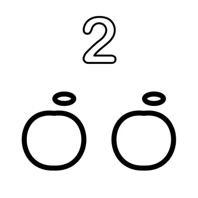 Number 2 and 2 cute apples