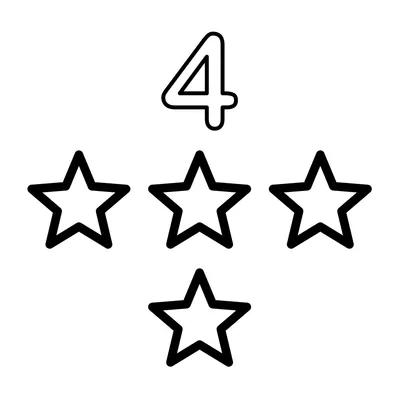 Number 4 and 4 little stars