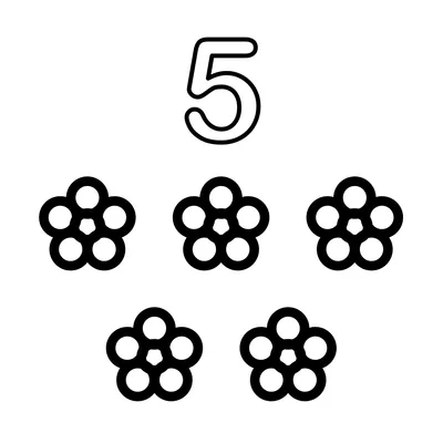 Number 5 and 5 lovely flowers